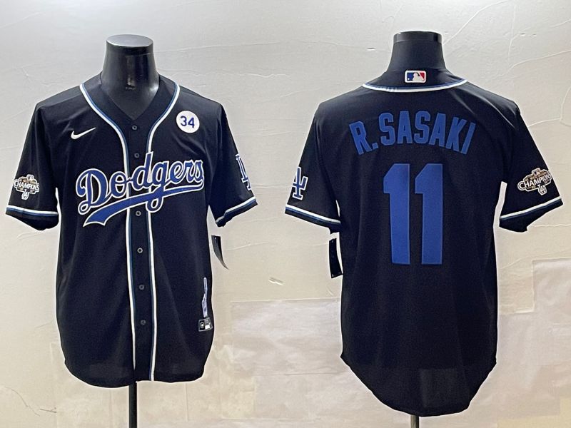 Men Los Angeles Dodgers #11 R.Sasaki Black Fashion Game 2025 Nike MLB Jersey style 3063